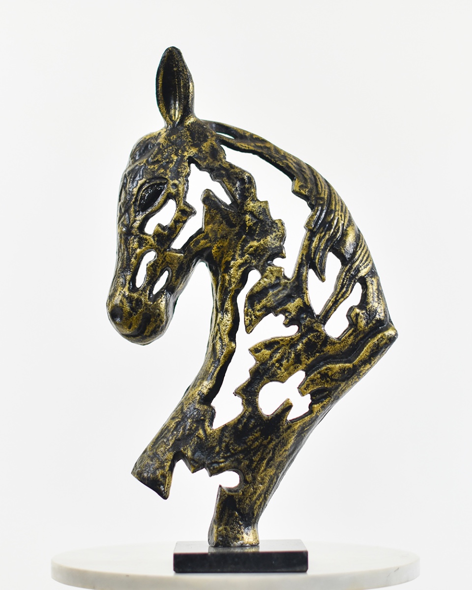 Cast Aluminium 'The Stallion' Home Ornament - Black & Gold