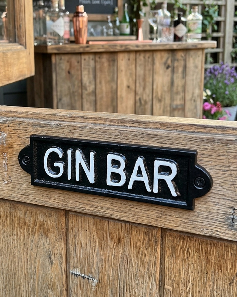 Cast Iron 'Gin Bar' Decorative Sign …