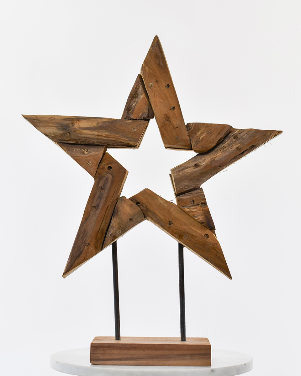 Teak Driftwood Rustic Star Home Ornament -50cm