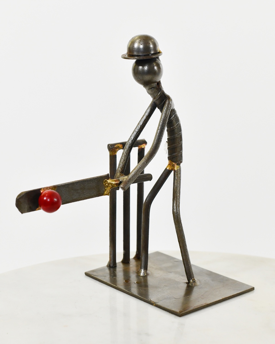 'Between The Wickets' Scrap Metal Art Sculpture
