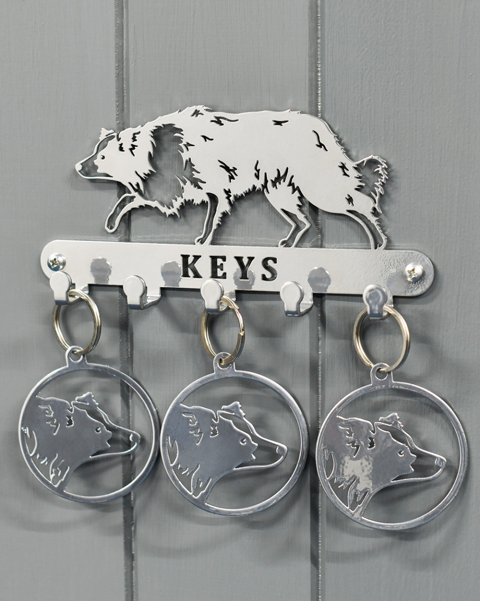 Border Collie Key Holder With Trio O…