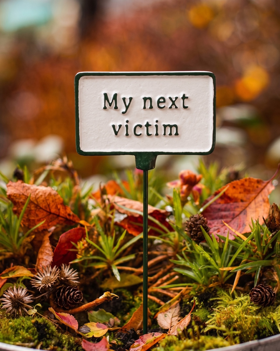 Cast Iron 'My Next Victim' Humorous Plant Pot Spike