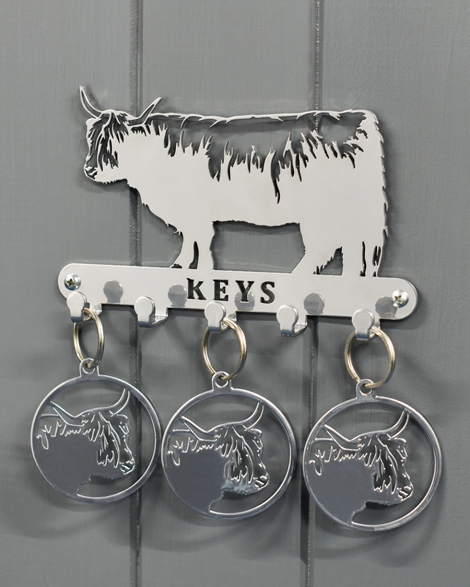 Highland Cow Key Holder With Trio Of…