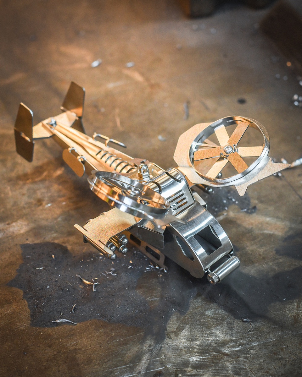 Stainless Steel Military Helicopter Metal Art Sculpture