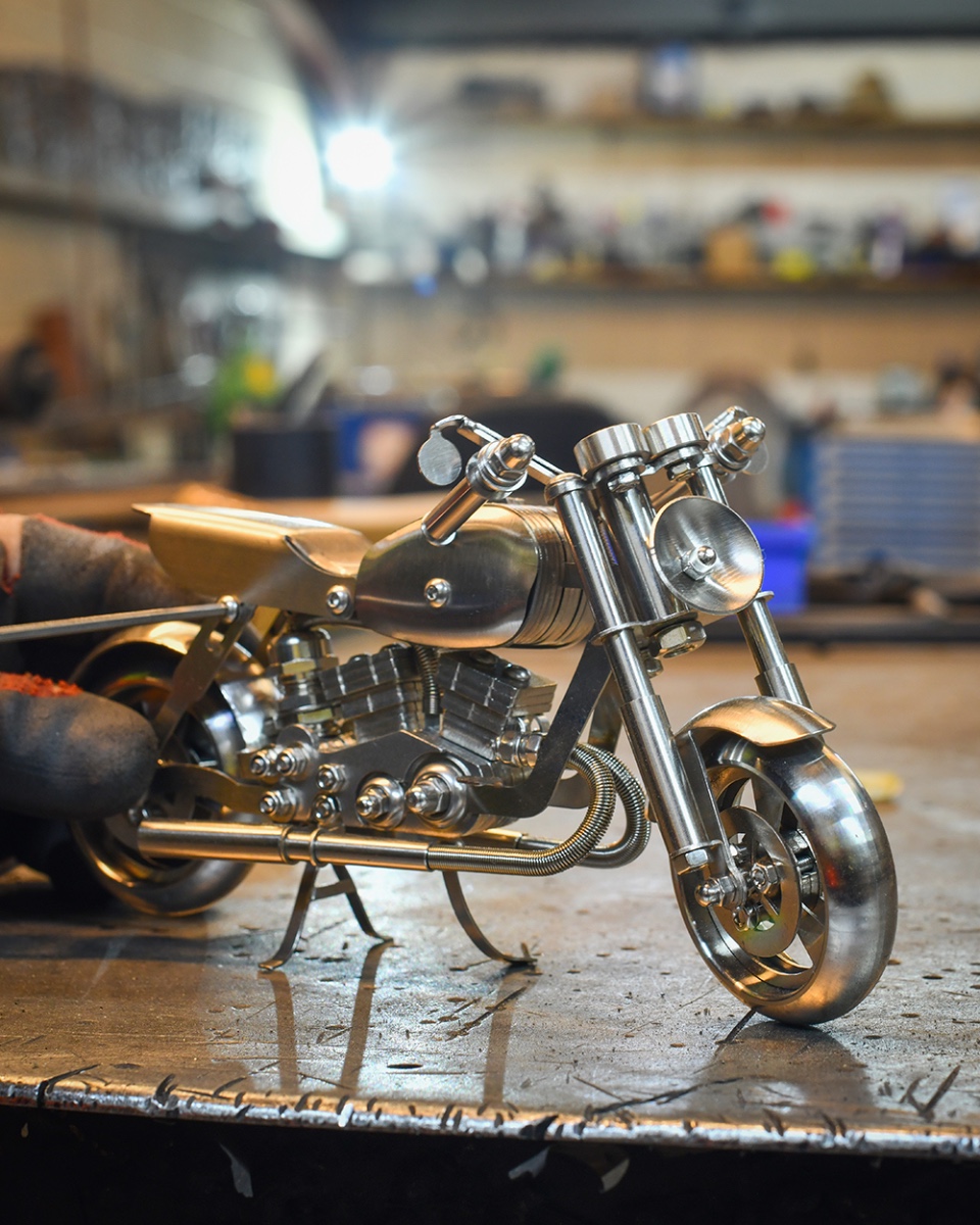 Stainless Steel Motorcycle Metal Art Sculpture