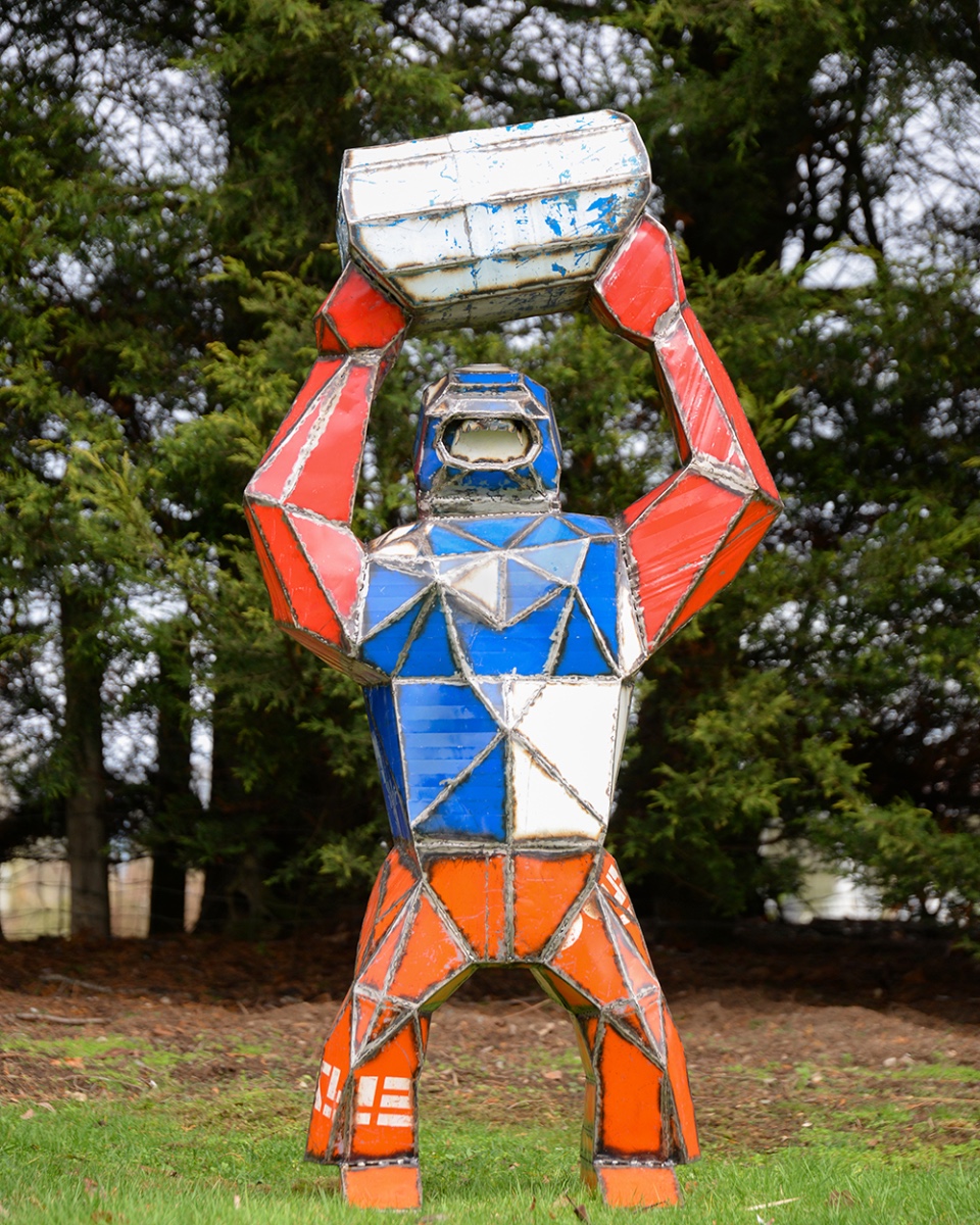 'Rage' The Angry Gorilla Recycled Oil Drum Sculpture
