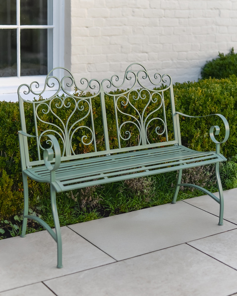 'Ashbourne' Two Seater Sage Green Garden Bench
