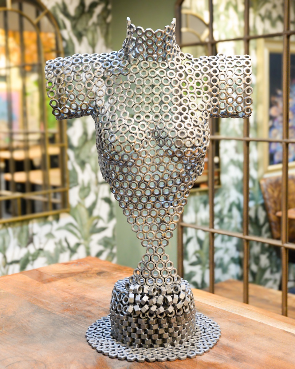 Recycled Metal Female Torso Sculpture - 78cm