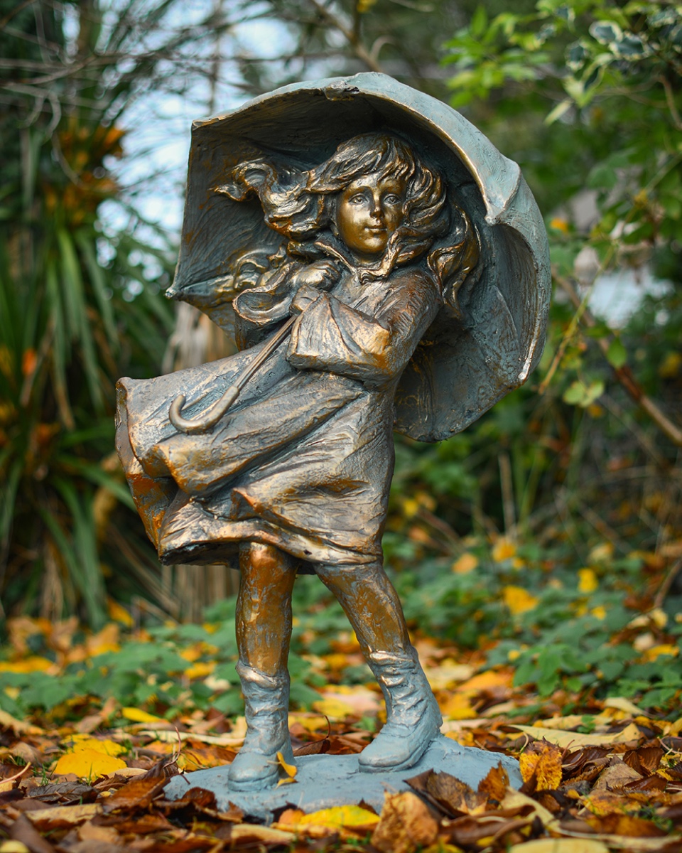 Brass & Verdigris 'The Winter Gale' Garden Sculpture