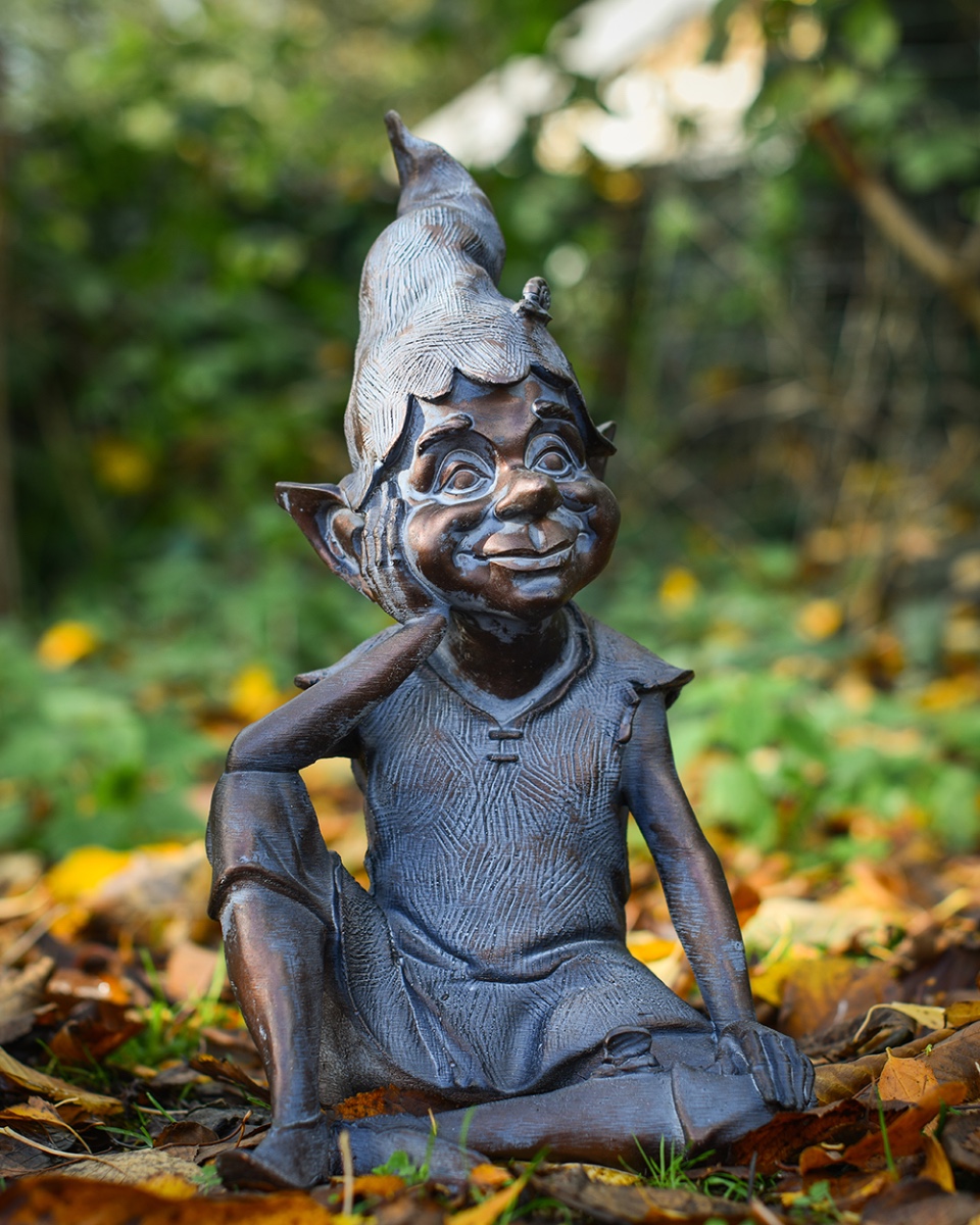 Bronze & Verdigris 'Pipfern' Resin Garden Sculpture - 38cm