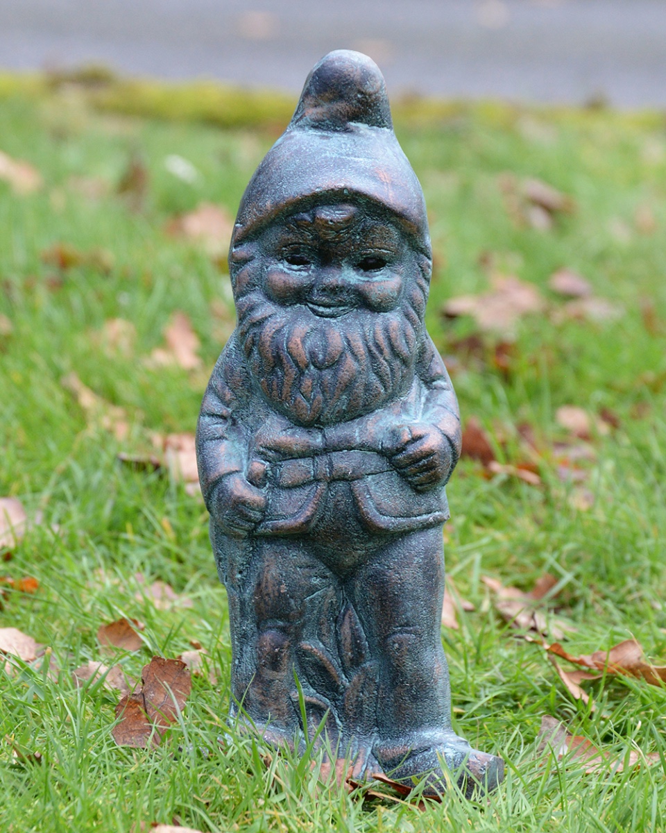 Cast Aluminium 'Puck' The Garden Gnome - Verdigris