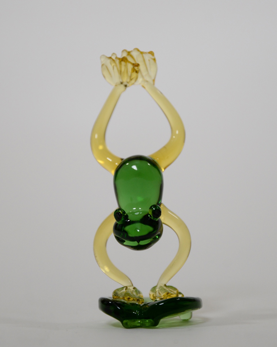 Decorative Glass Pair Of Playful Frogs Ornaments Handstand