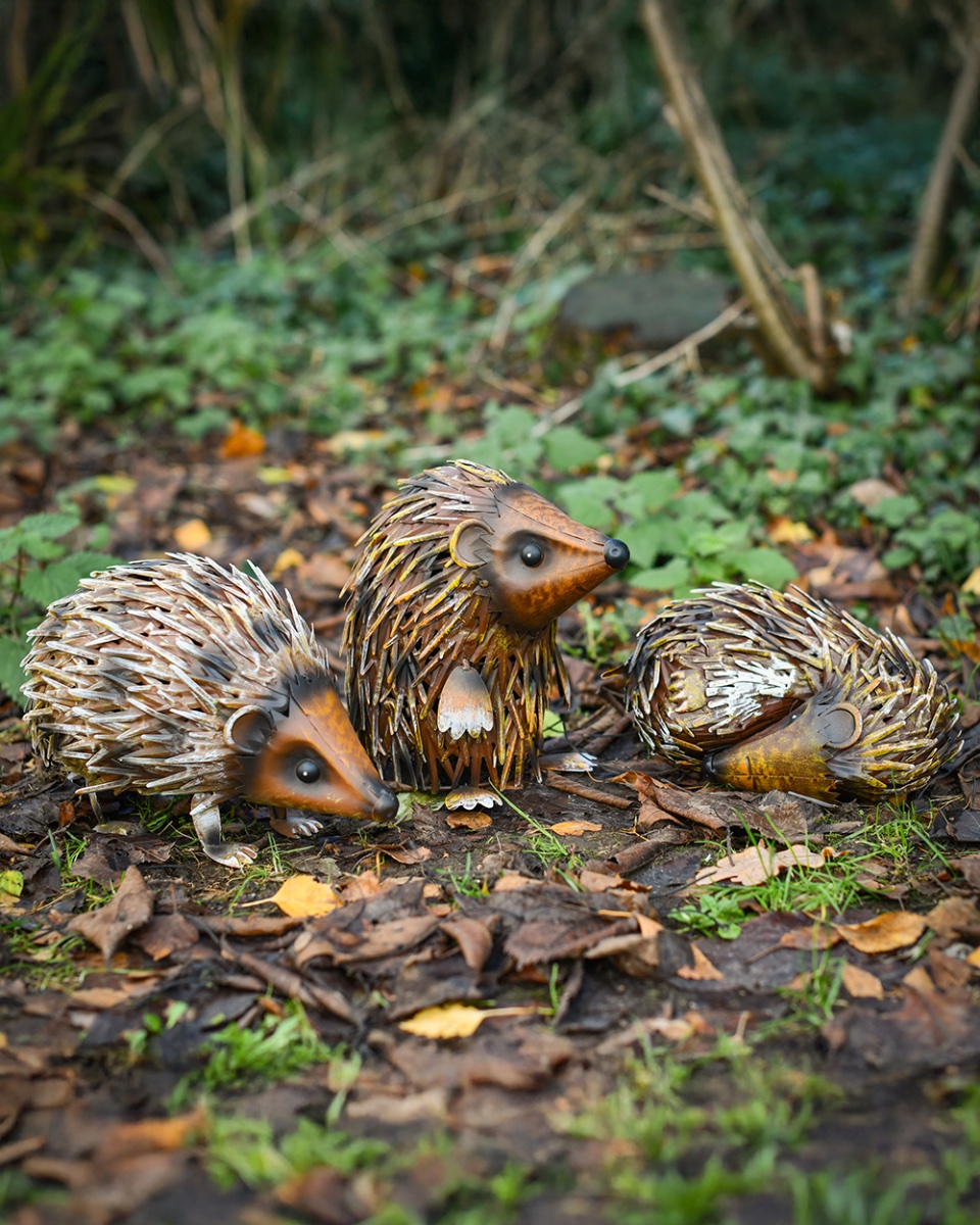Family Of Steel Hedgehog Ornament