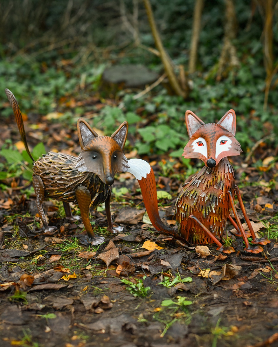 'Nova & Basil' The Steel Foxes Garden Ornament
