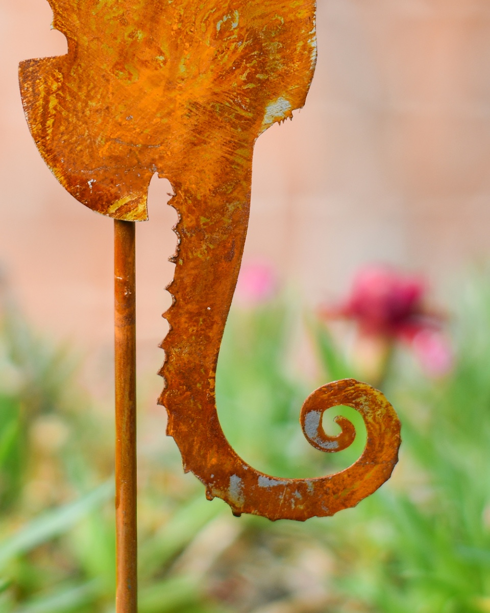 Rustic Seahorse Decorative Plant Pot Spike - Pack Of Two Tail