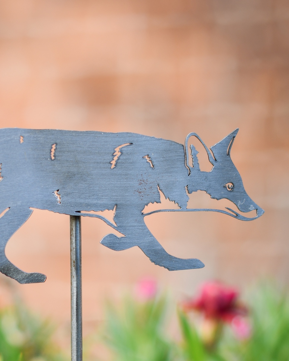 Sneaking Fox Decorative Plant Pot Spike - Pack Of Two Close Up