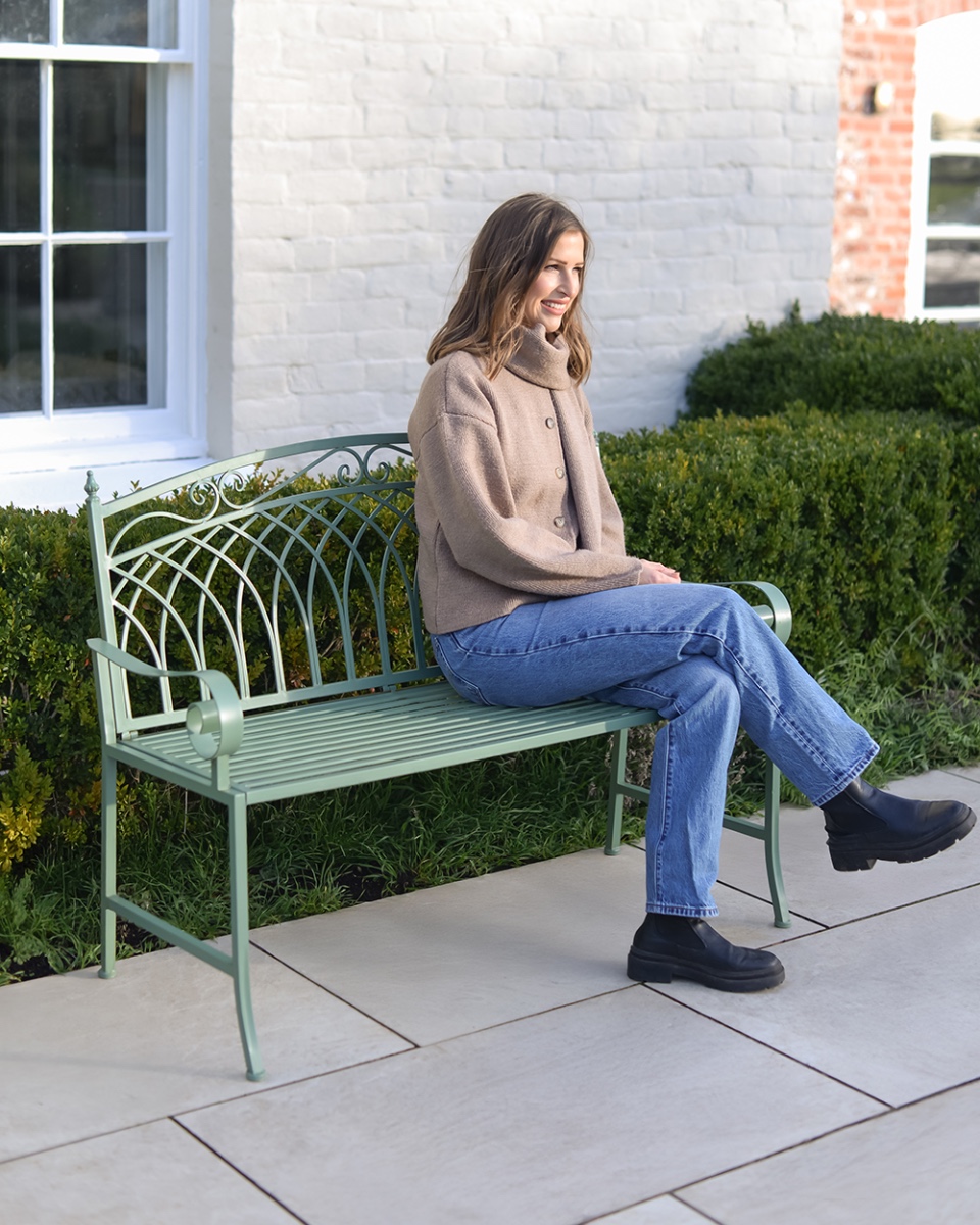 'Willowmere' Two Seater Sage Green Garden Bench