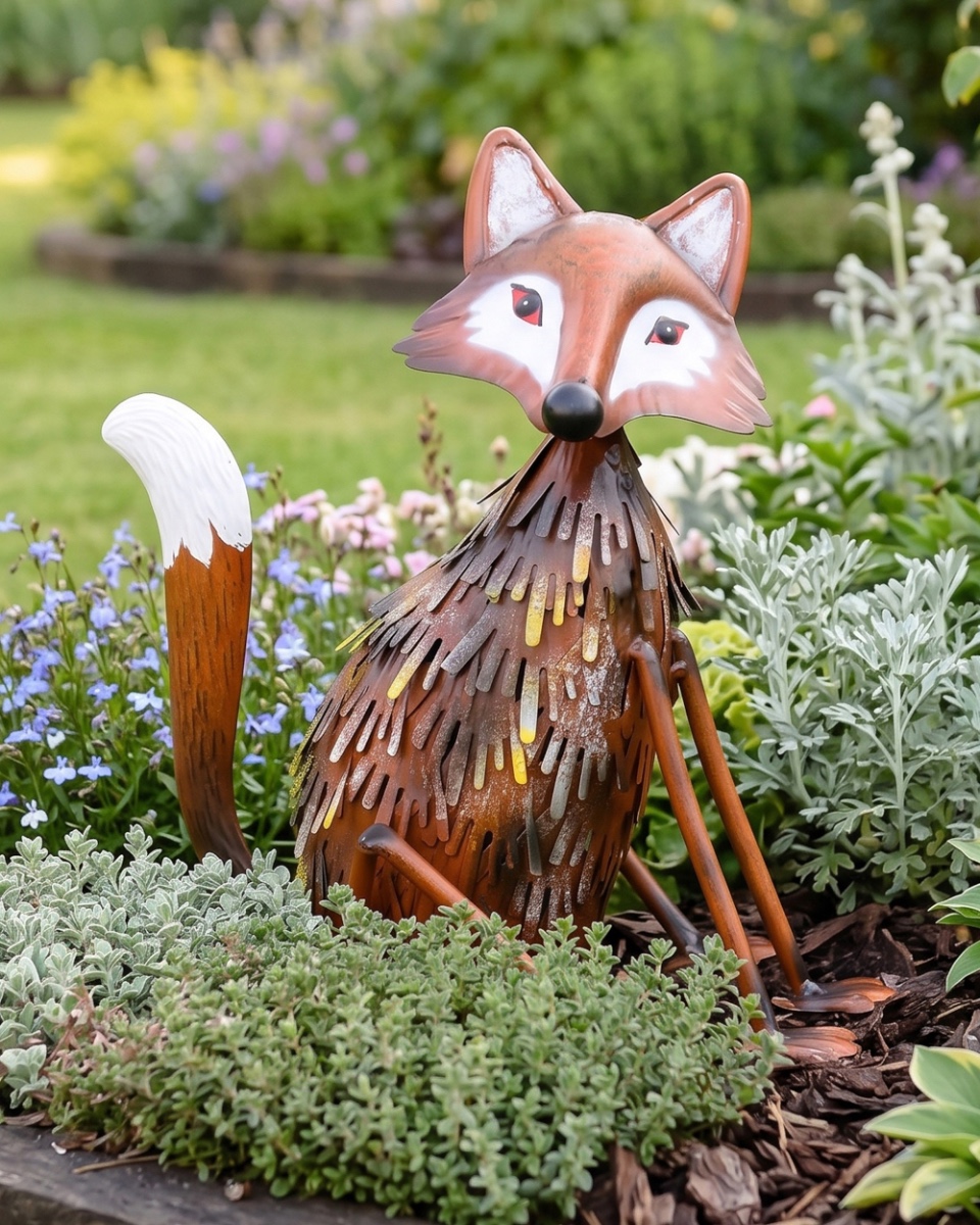 'Basil' The Steel Fox Ornament - 33cm