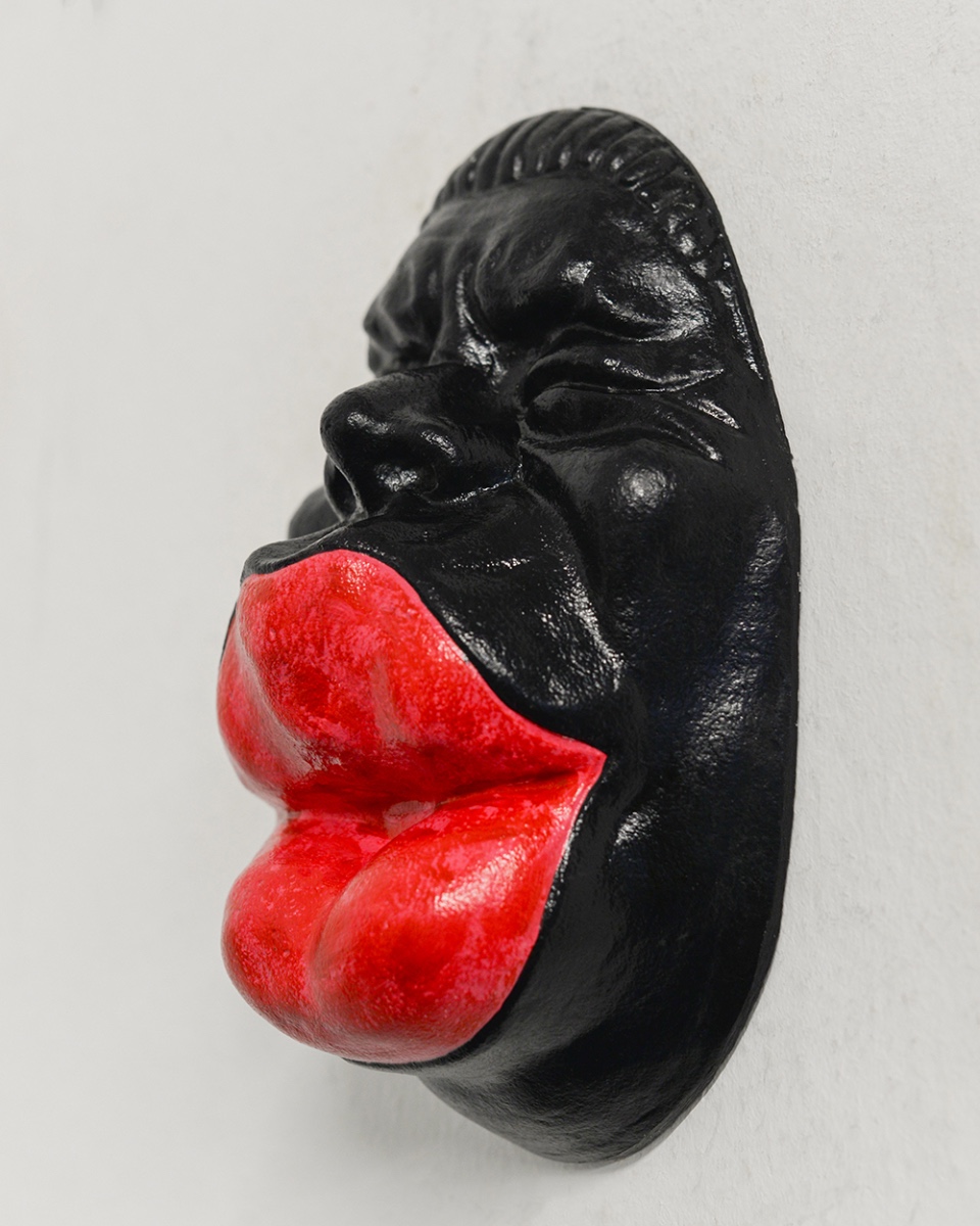 'Crimson Seal' Modern Face Wall Art