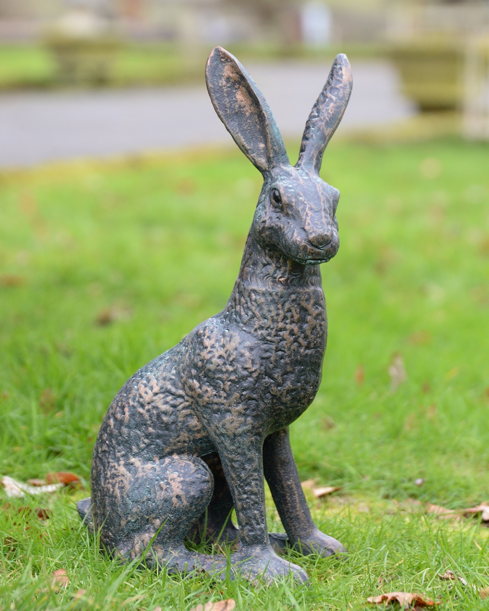 'Huxley & Dexter' The Pair Of Hares Garden Sculpture - Verdigris
