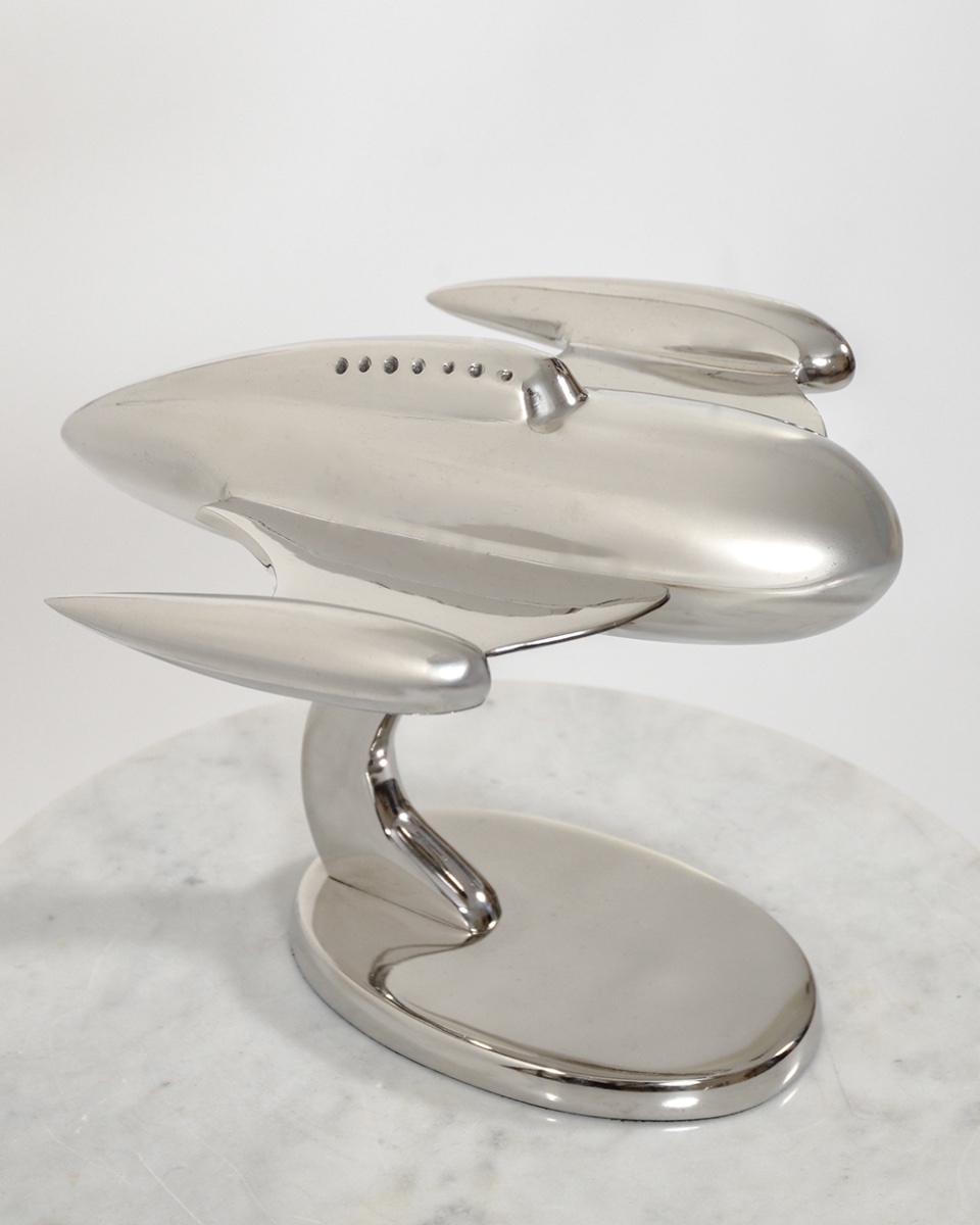 'Retro Rocket Ship' Nickel Plated Home Ornament