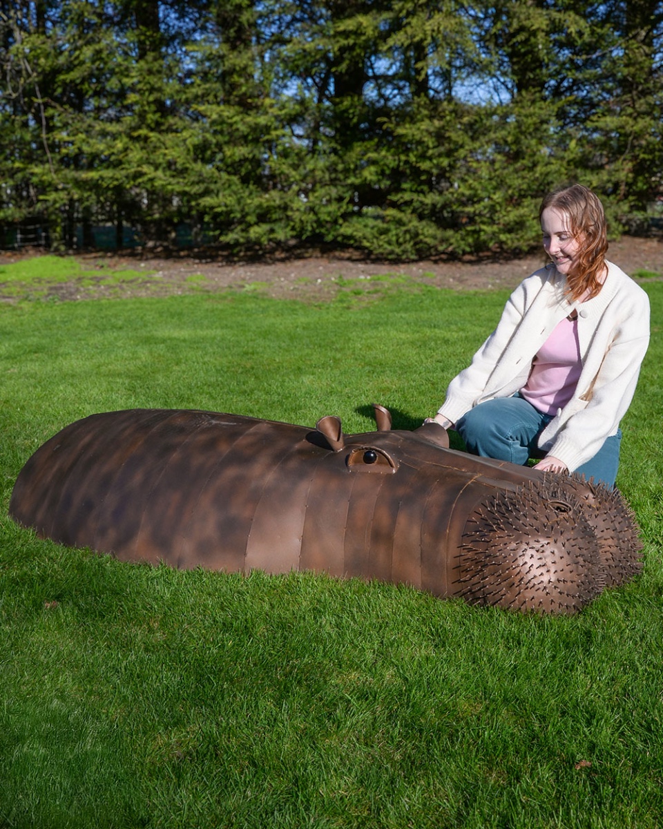 Rustic Iron Stalking Hippo Garden Sculpture
