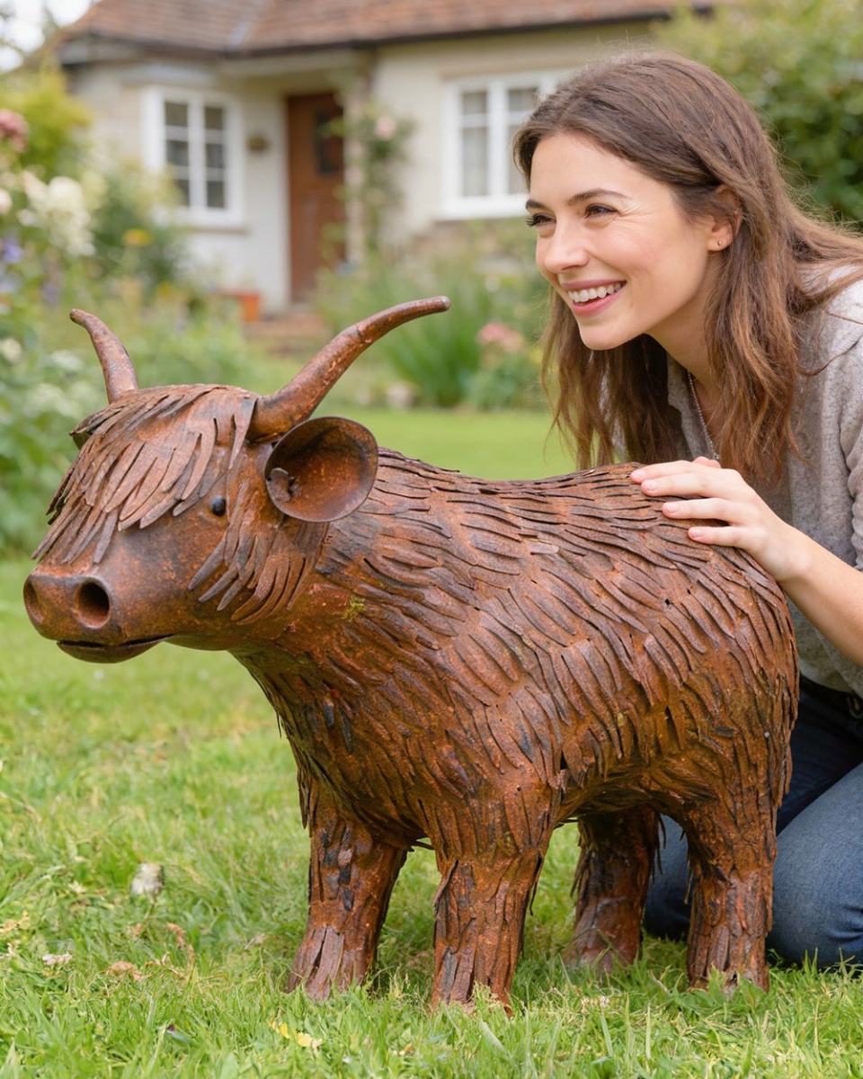'Dougal' The Rustic Highland Cow Garden Sculpture