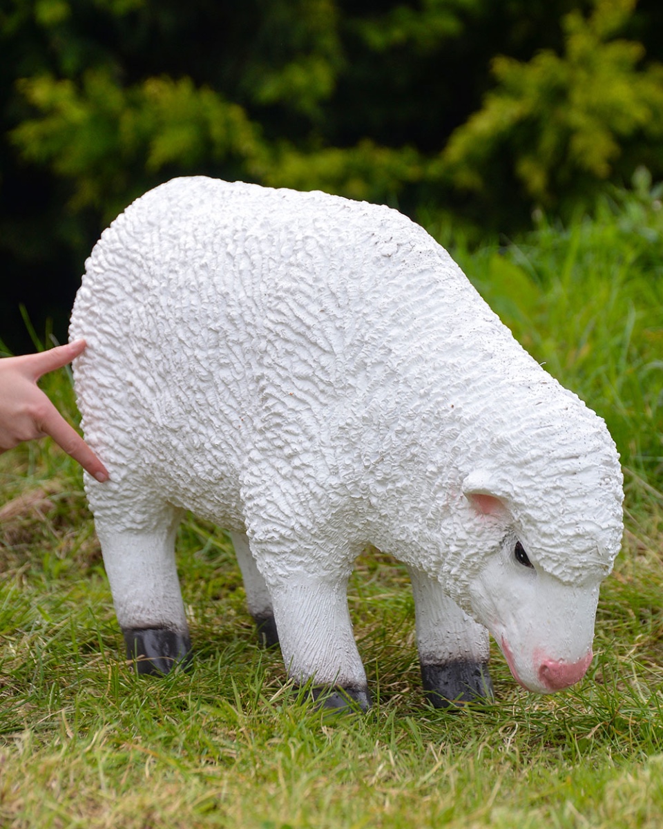 Fibreglass 'Snowdrop' The Lamb Grazing Garden Sculpture - 65cm