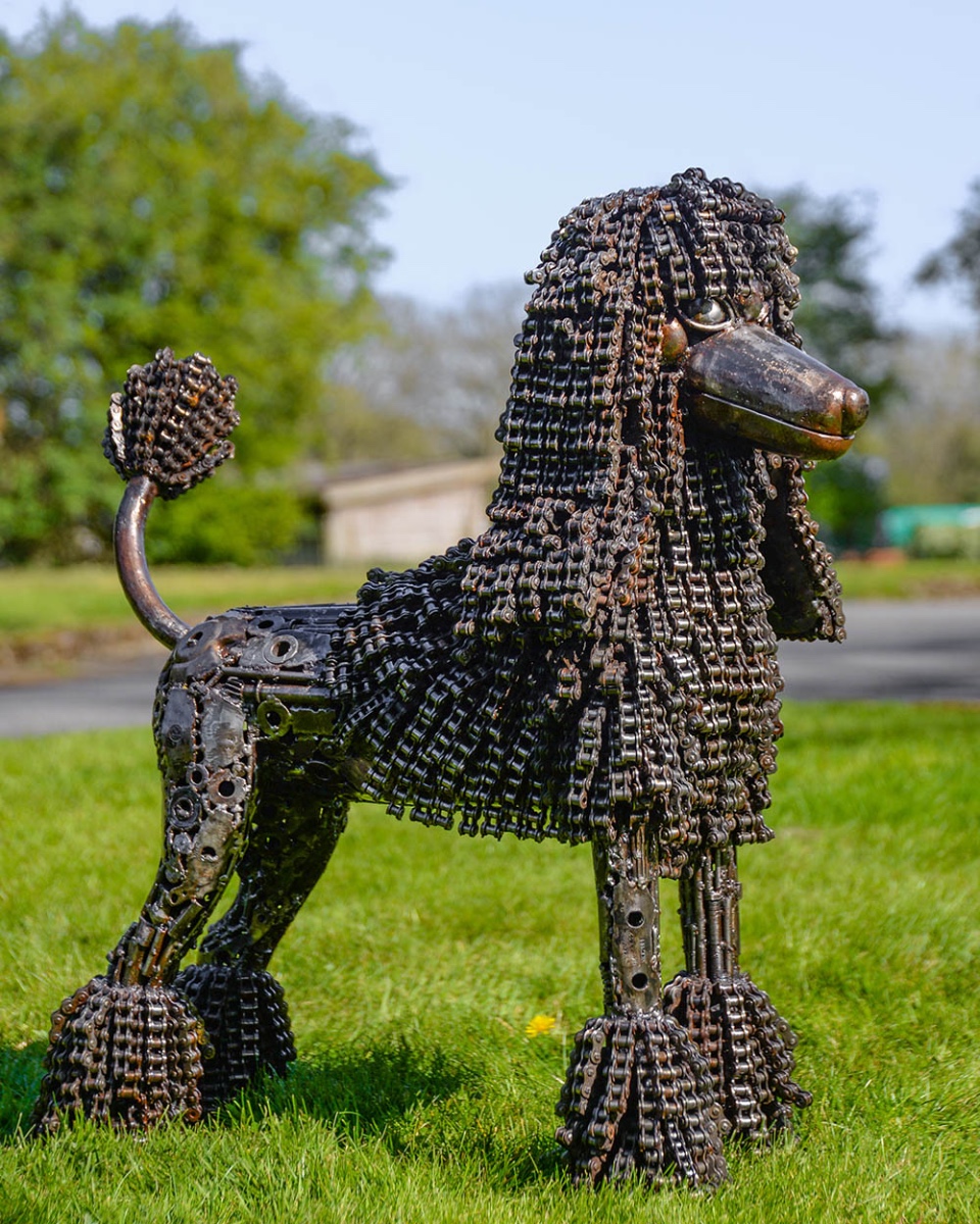 Recycled Bike Chain Poodle Sculpture