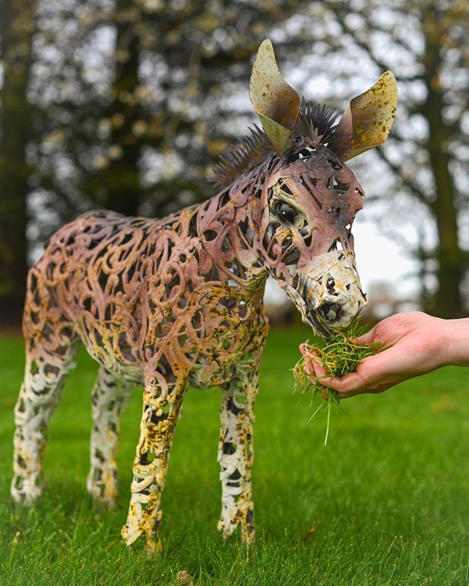 Rustic 'Herb' The Donkey Garden Sculpture