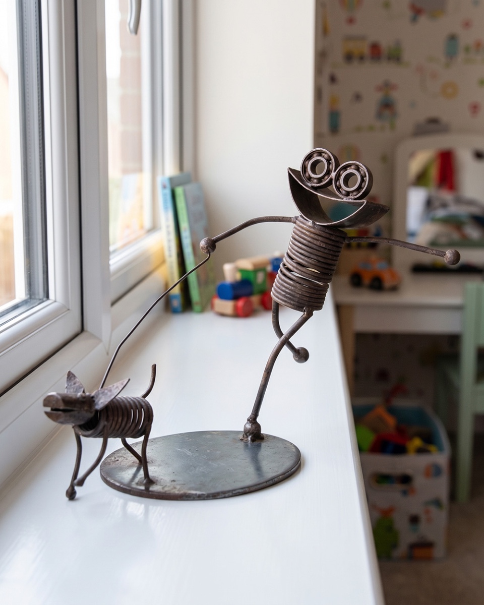 'Walkies' Handmade Metal Art Sculptu…