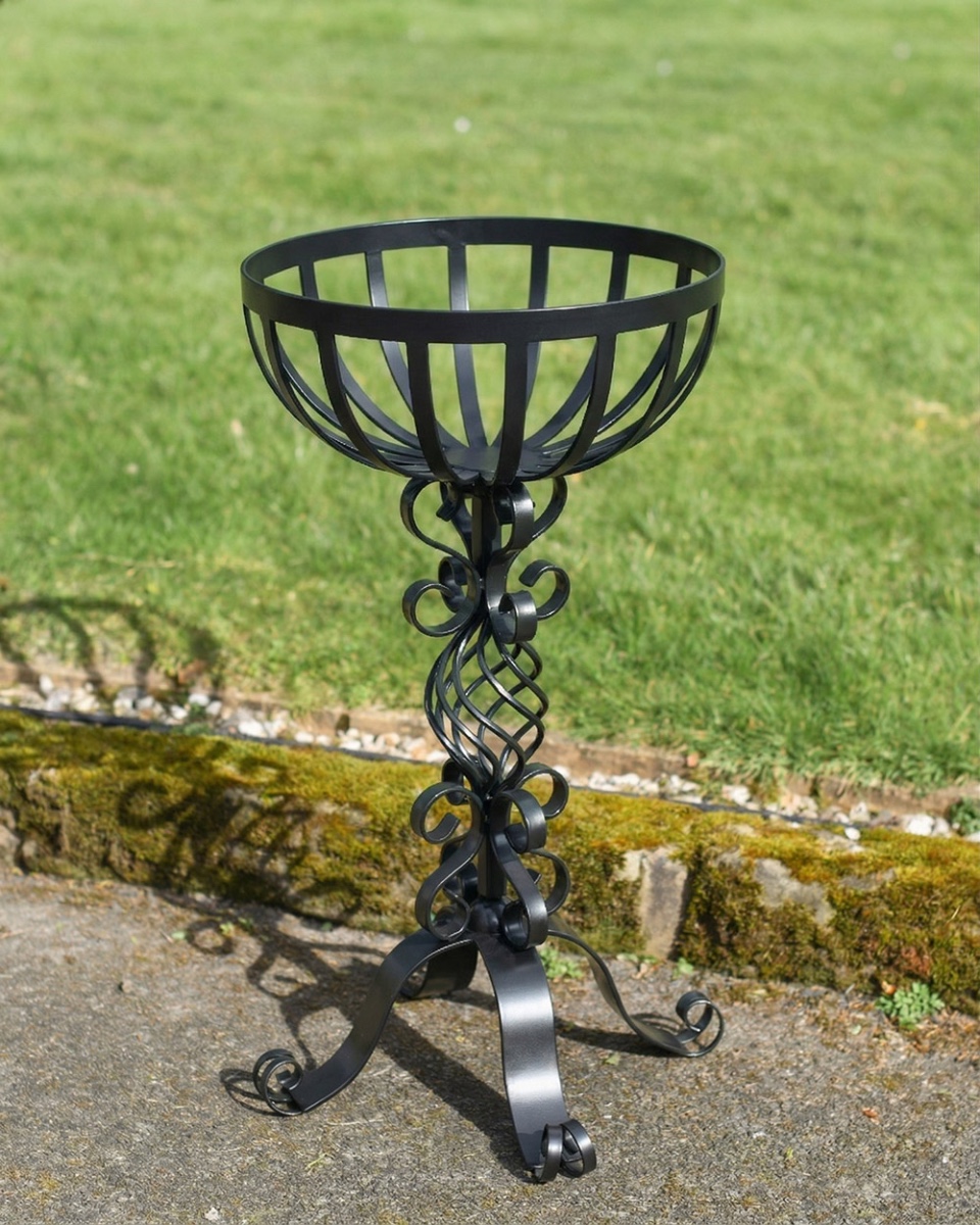 Wrought Iron Black Garden Basket Planter