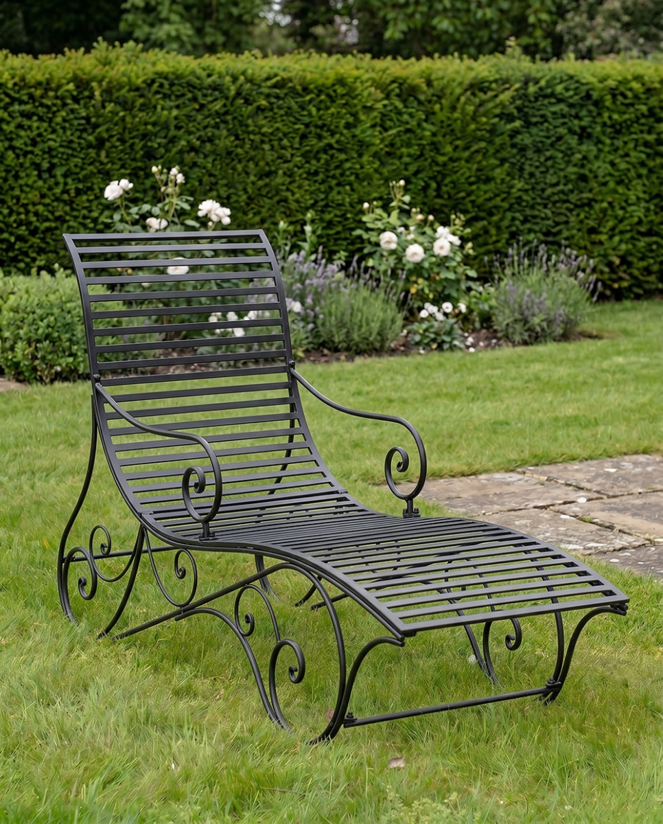Ornate 'Waverley' Wrought Iron Sun Lounger