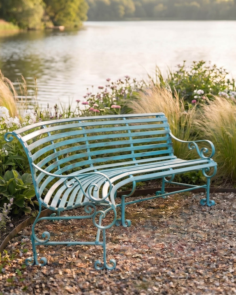 'Chatham' Curved Four Seater Metal Garden Bench