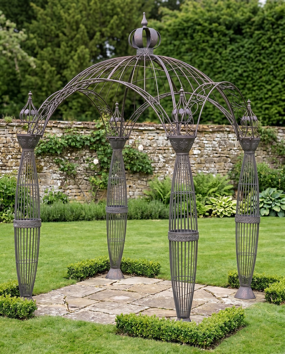 Ornate 'Montacute' Rustic Wrought Iron Garden Gazebo