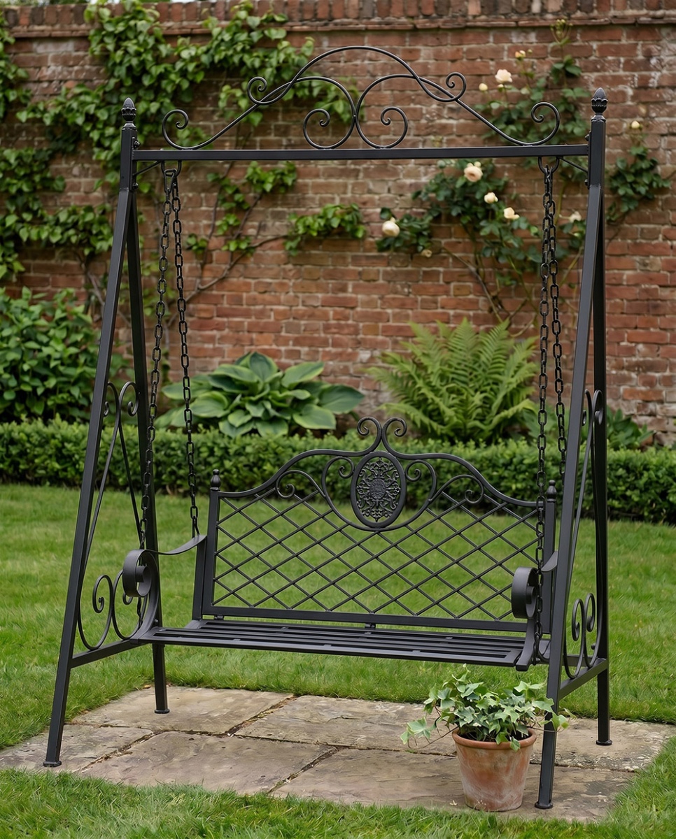 Wrought Iron 'Locksley' Garden Swing Bench