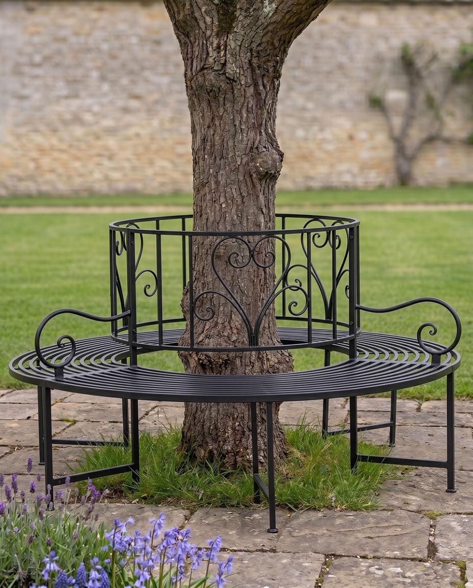 'Wyndham' Wrought Iron Garden Tree Seat