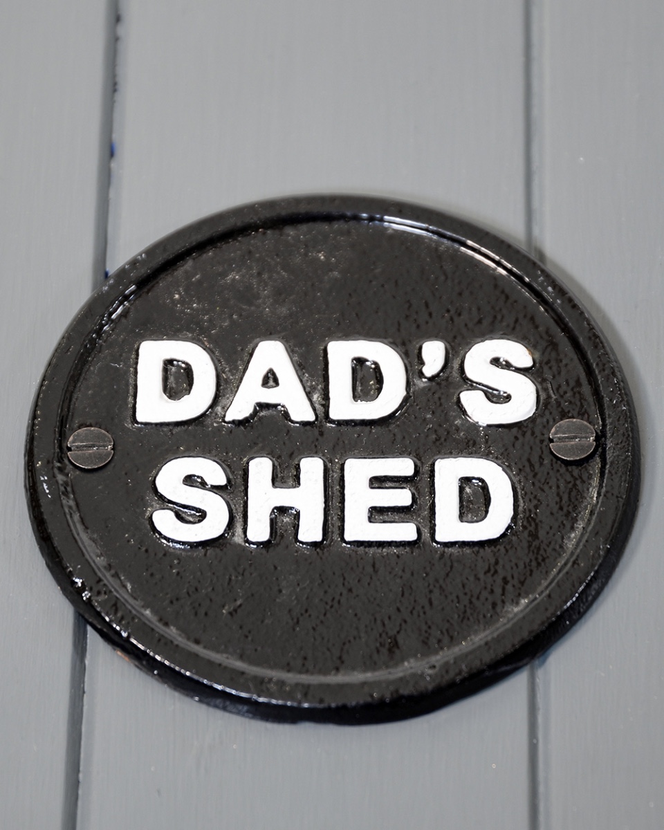 Circular Cast Iron 'Dad's Shed' Deco…