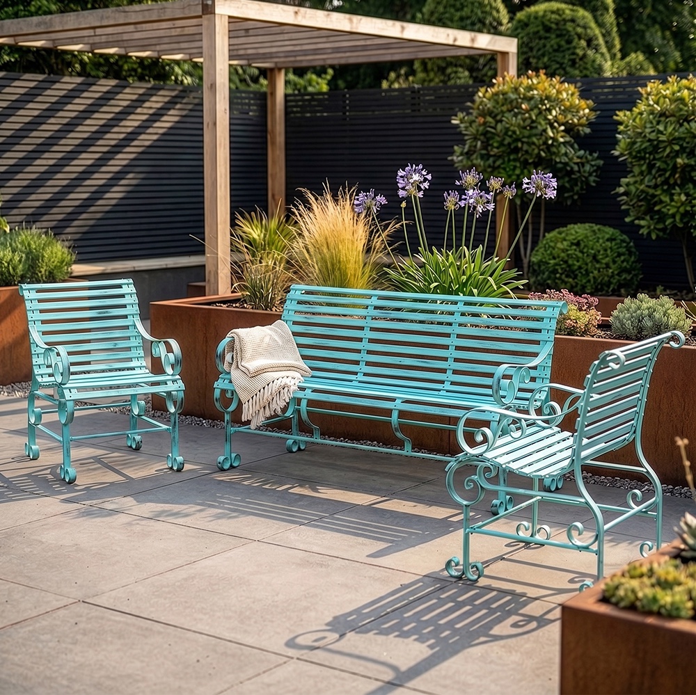 'Chatham' Metal Garden Lounge Set - Green