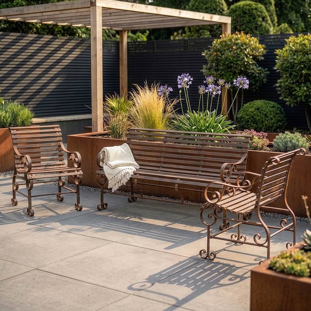 'Chatham' Metal Garden Lounge Set - Rustic