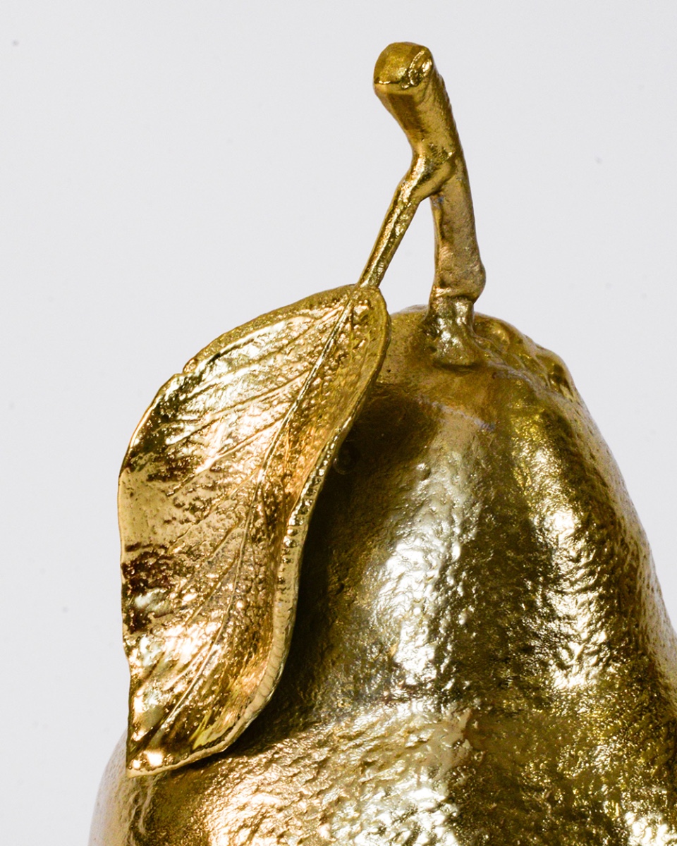Close Up Of the Gold 'Midnight Bartlett' Pear Interior Ornament - 16.5cm