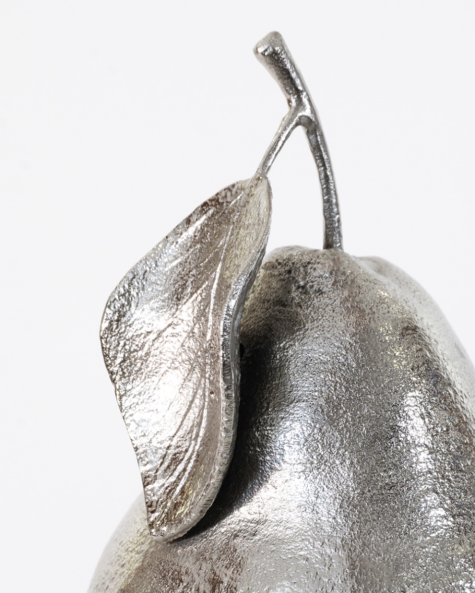 Close Up Of The 'Midnight Bartlett' Pear Interior Ornament - 16.5cm In Nickel