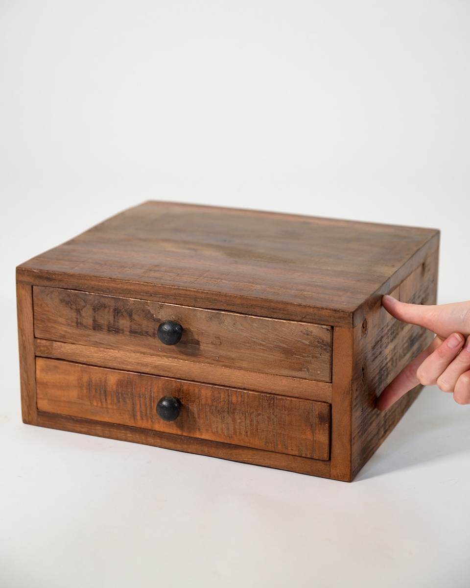 Recycled Wood Desktop Drawer Unit