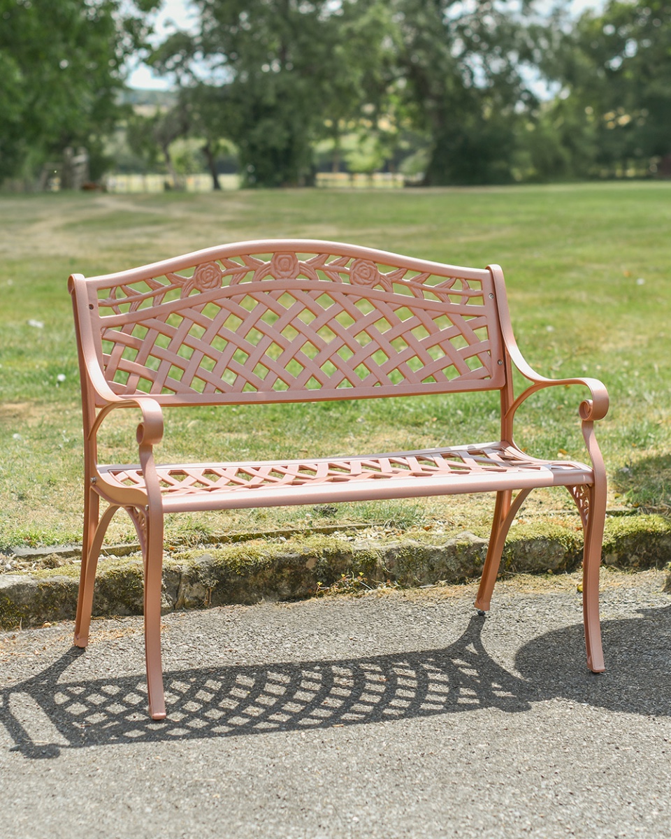 'Rose Briar' Antique Pink Two Seater Garden Bench