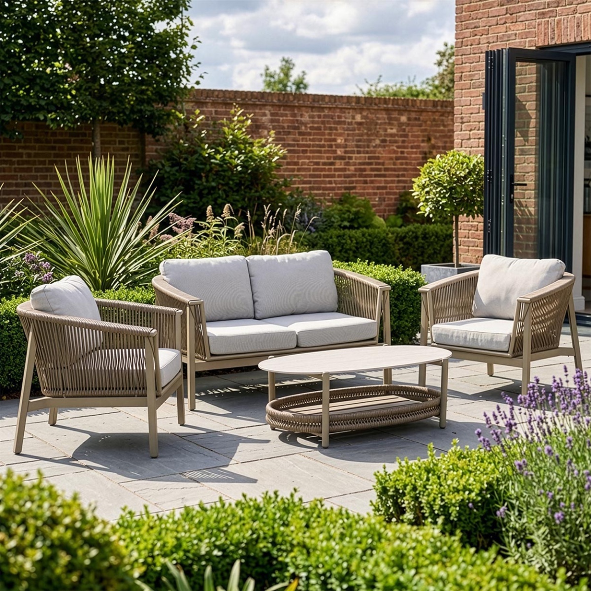 'Sabbia' Champagne Woven Rope Garden Lounge Set