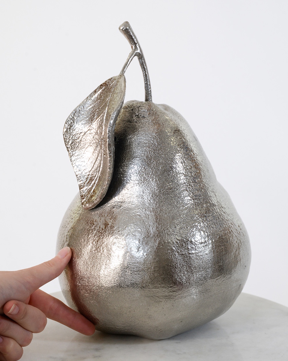 Scale Of The 'Midnight Bartlett' Pear Interior Ornament - 16.5cm In Nickel