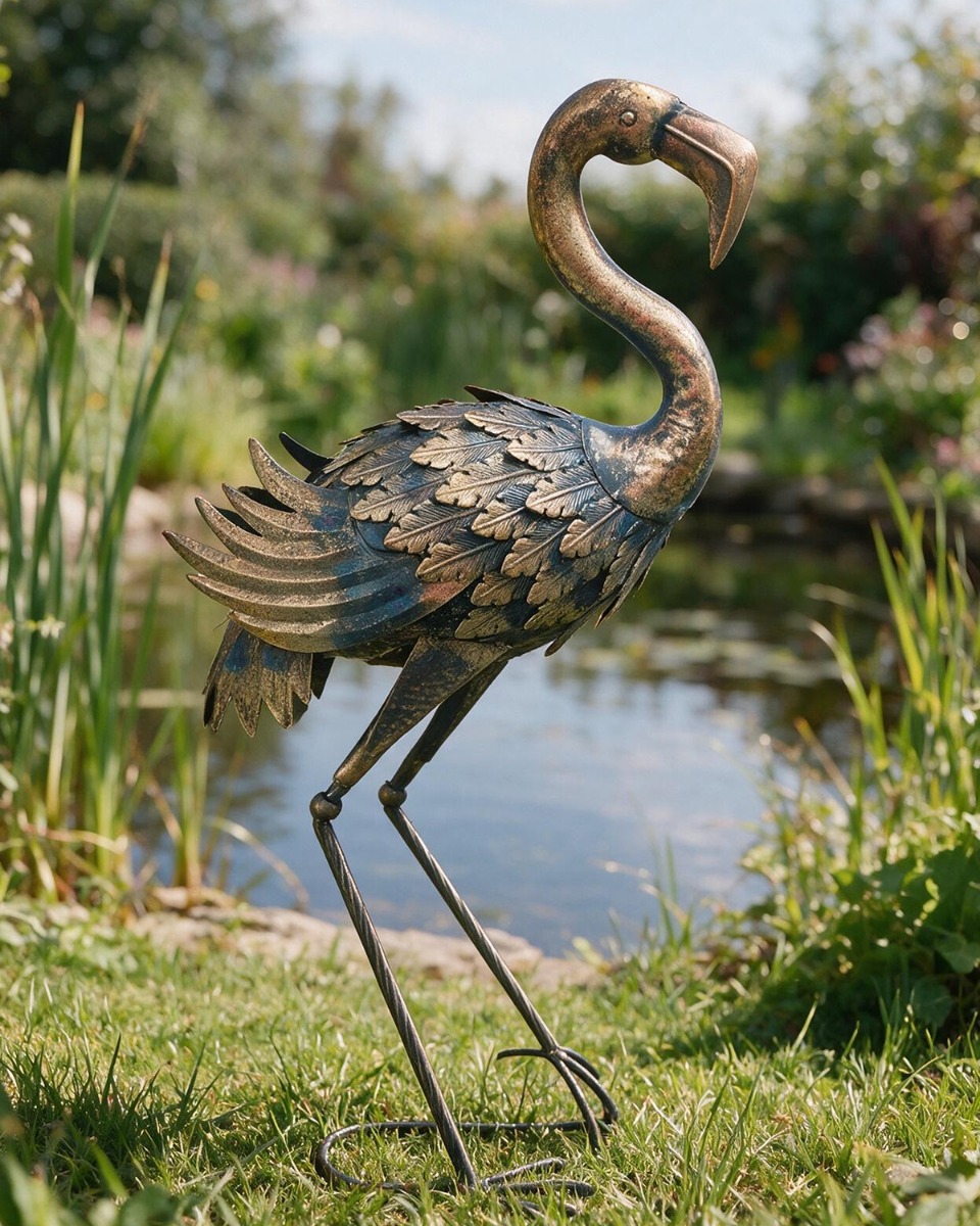 "Blingo" Brushed Gold Flamingo Sculp…