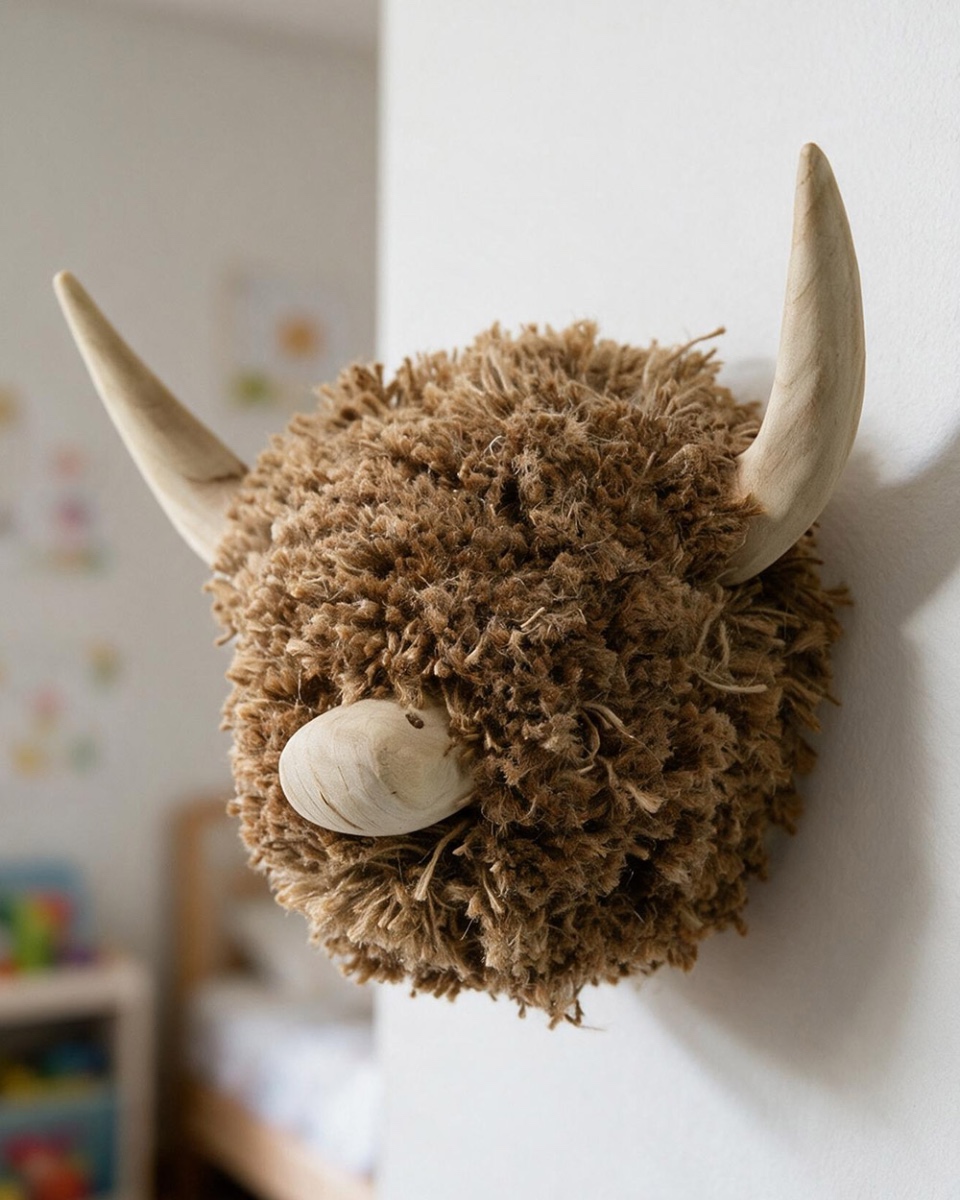 Handmade Jute Highland Cow Bust
