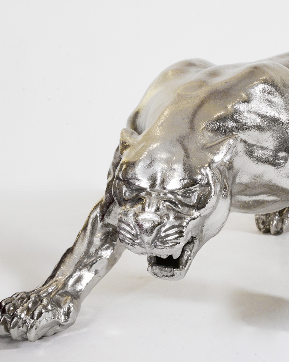 Close Up Of The Nickel Midnight Ambush Panther Interior Ornament