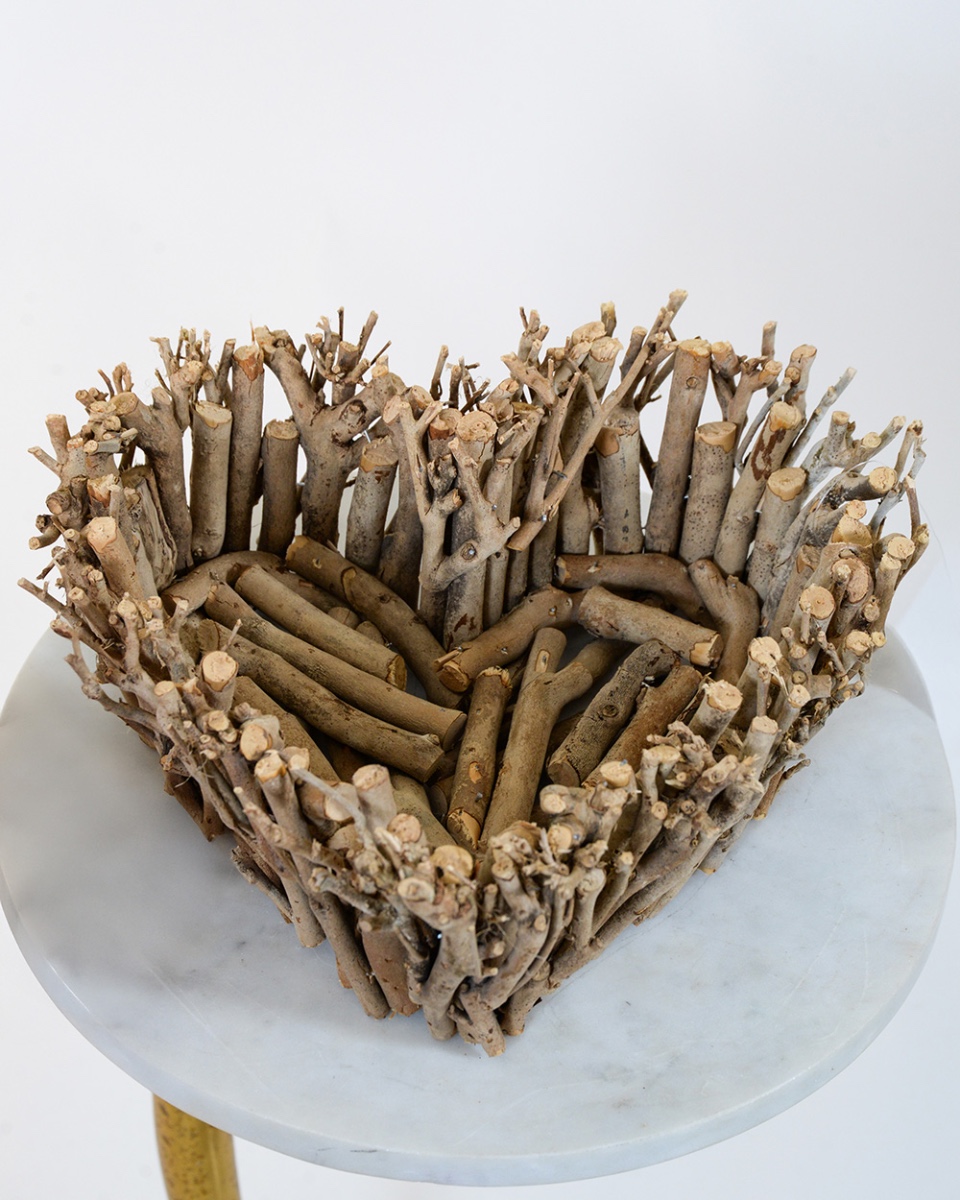 Handmade Twig Decorative Heart Basket